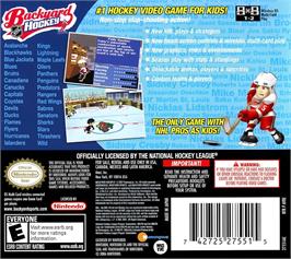 Box back cover for Backyard Hockey on the Nintendo DS.