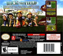 Box back cover for Backyard Sports - Rookie Rush on the Nintendo DS.