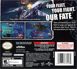Box back cover for Battleship on the Nintendo DS.