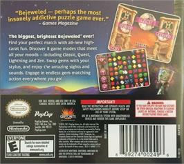 Box back cover for Bejeweled 3 on the Nintendo DS.