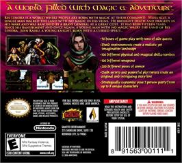 Box back cover for Black Sigil - Blade Of The Exiled on the Nintendo DS.