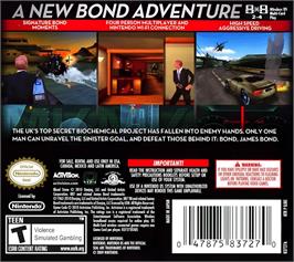 Box back cover for Blood Stone 007 on the Nintendo DS.