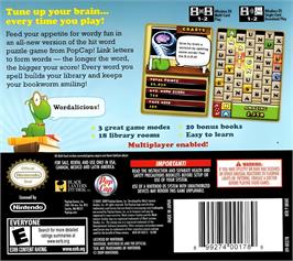 Box back cover for Bookworm on the Nintendo DS.