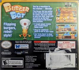 Box back cover for Burger Bot on the Nintendo DS.