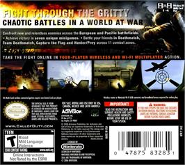 Box back cover for Call Of Duty - World At War on the Nintendo DS.