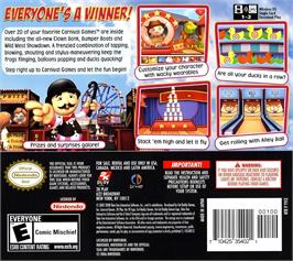 Box back cover for Carnival Games on the Nintendo DS.