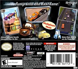 Box back cover for Cars on the Nintendo DS.