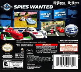 Box back cover for Cars 2 on the Nintendo DS.
