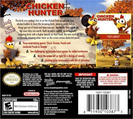 Box back cover for Chicken Hunter on the Nintendo DS.