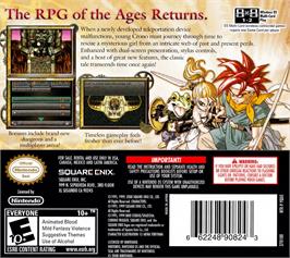 Box back cover for Chrono Trigger on the Nintendo DS.