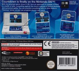 Box back cover for Countdown - The Game on the Nintendo DS.