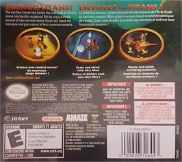 Box back cover for Crash Of The Titans on the Nintendo DS.