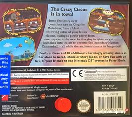 Box back cover for Crazy Circus on the Nintendo DS.