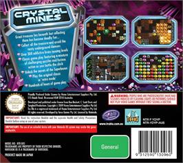 Box back cover for Crystal Mines on the Nintendo DS.
