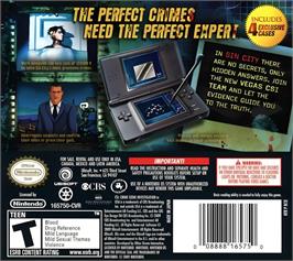 Box back cover for Csi - Crime Scene Investigation - Deadly Intent - The Hidden Cases on the Nintendo DS.
