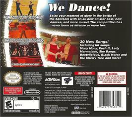 Box back cover for Dancing With The Stars - We Dance! on the Nintendo DS.