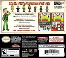 Box back cover for Diner Dash - Sizzle And Serve on the Nintendo DS.