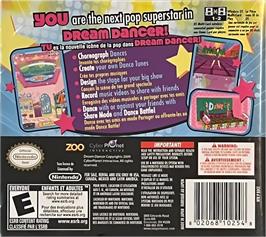 Box back cover for Dream Dancer on the Nintendo DS.