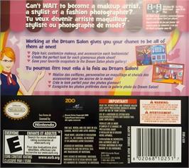 Box back cover for Dream Salon on the Nintendo DS.