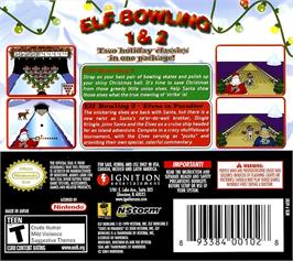 Box back cover for Elf Bowling 1 And 2 on the Nintendo DS.