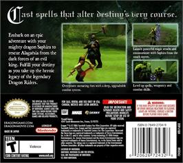 Box back cover for Eragon on the Nintendo DS.