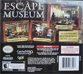Box back cover for Escape The Museum on the Nintendo DS.