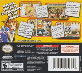 Box back cover for Fast Food Panic on the Nintendo DS.