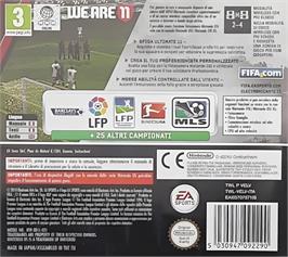 Box back cover for Fifa 11 on the Nintendo DS.