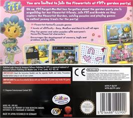Box back cover for Fifi and the Flowertots - Fifi's Garden Party on the Nintendo DS.