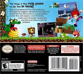 Box back cover for Giana Sisters DS on the Nintendo DS.
