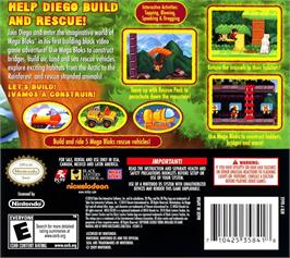 Box back cover for Go Diego ! Mission Construction on the Nintendo DS.