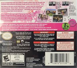 Box back cover for Grease - Le Jeu Vidéo Officiel on the Nintendo DS.