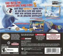 Box back cover for Happy Feet on the Nintendo DS.