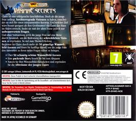 Box back cover for Hidden Mysteries - Vampire Secrets on the Nintendo DS.