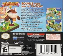 Box back cover for Hoppie on the Nintendo DS.