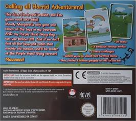 Box back cover for Horrid Henry's Horrid Adventure on the Nintendo DS.