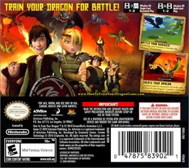 Box back cover for How To Train Your Dragon on the Nintendo DS.