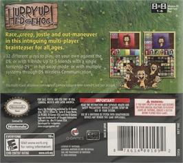 Box back cover for Hurry Up Hedgehog! on the Nintendo DS.