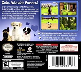 Box back cover for I Love Puppies on the Nintendo DS.