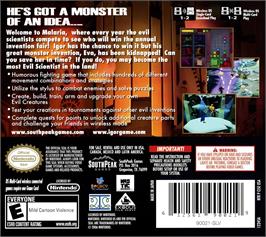 Box back cover for Igor - The Game on the Nintendo DS.