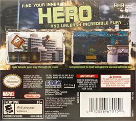 Box back cover for Incredible Hulk, The on the Nintendo DS.