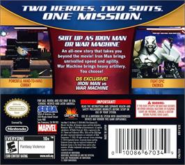 Box back cover for Iron Man 2 on the Nintendo DS.