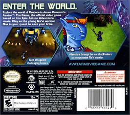 Box back cover for James Cameron's Avatar - The Game on the Nintendo DS.