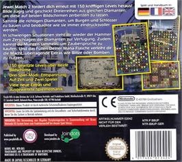 Box back cover for Jewel Match 2 on the Nintendo DS.