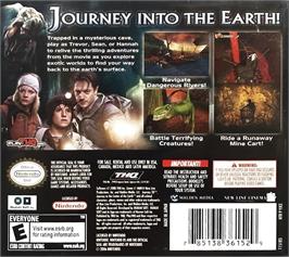 Box back cover for Journey To The Center Of The Earth on the Nintendo DS.