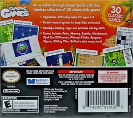 Box back cover for Junior Classic Games on the Nintendo DS.