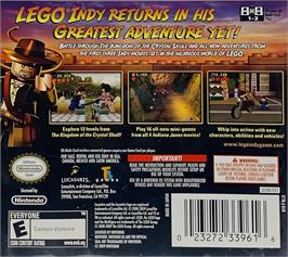 Box back cover for Lego Indiana Jones 2 - L'aventure Continue on the Nintendo DS.