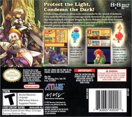 Box back cover for Luminous Arc on the Nintendo DS.