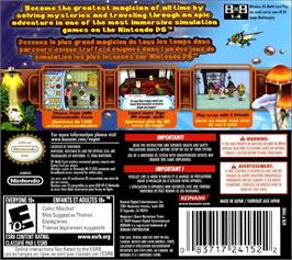 Box back cover for Magician's Quest - Mysterious Times on the Nintendo DS.