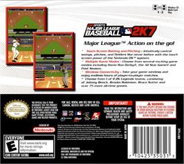 Box back cover for Major League Baseball 2k7 on the Nintendo DS.